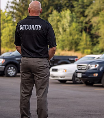 Security guard standing watch
